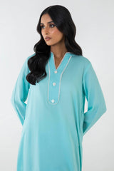 Stitched Turquoise Linen Shirt + Culotte