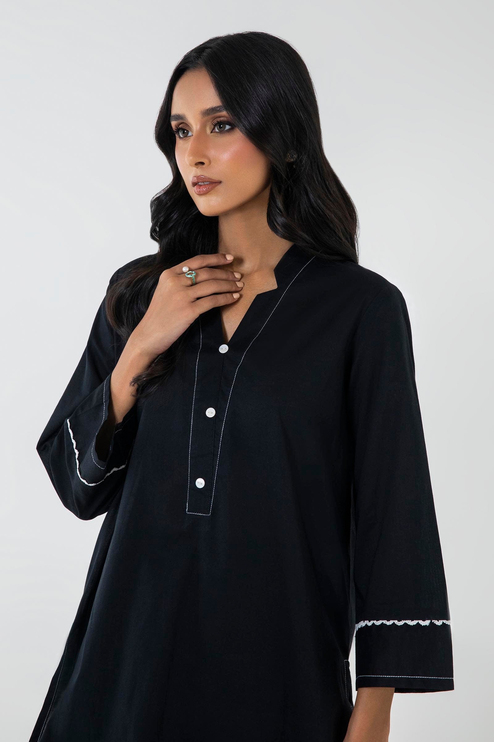 Stitched Black Printed Shirt + Shalwar Secondary image