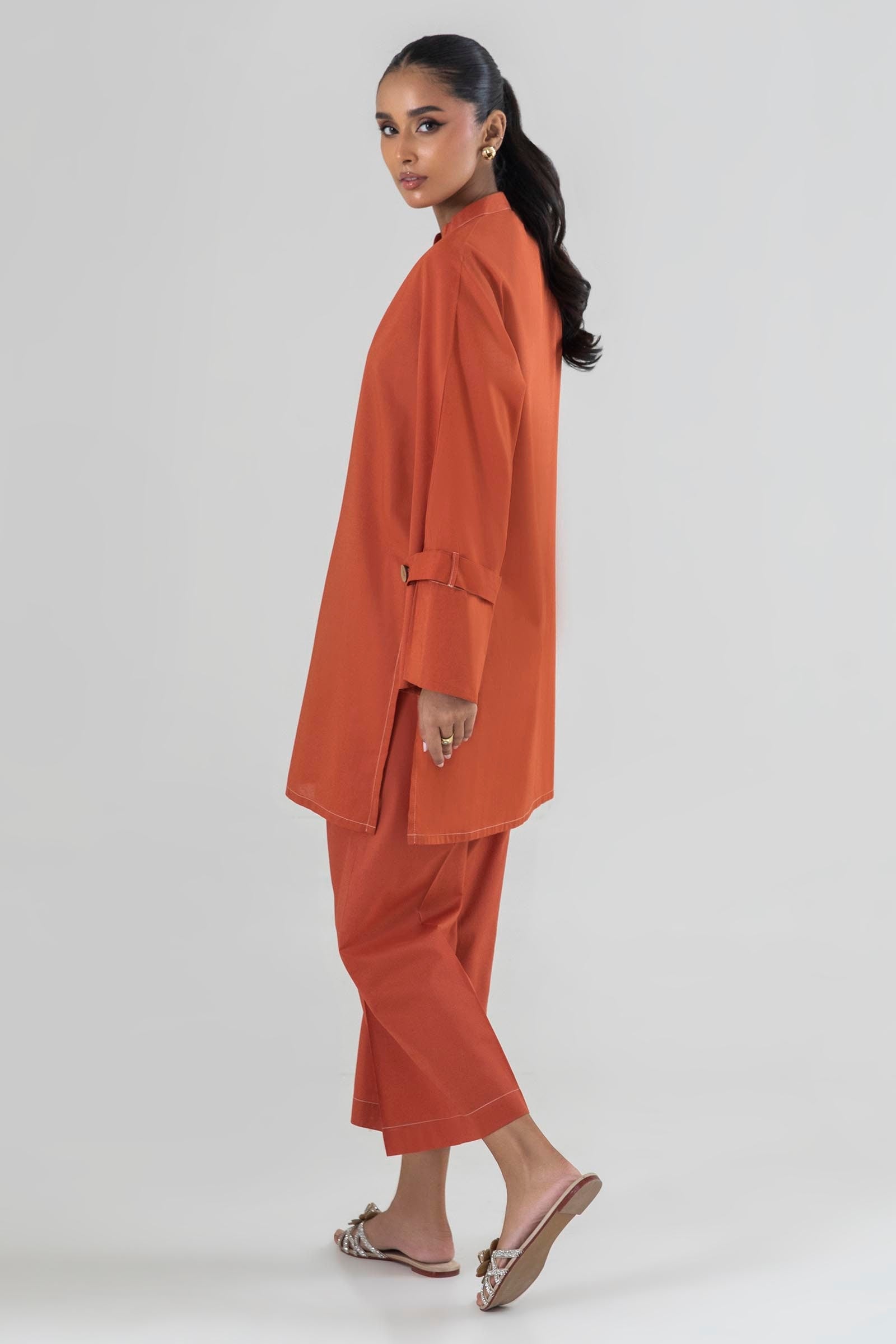 Stitched Rust Lawn Shirt + Culotte