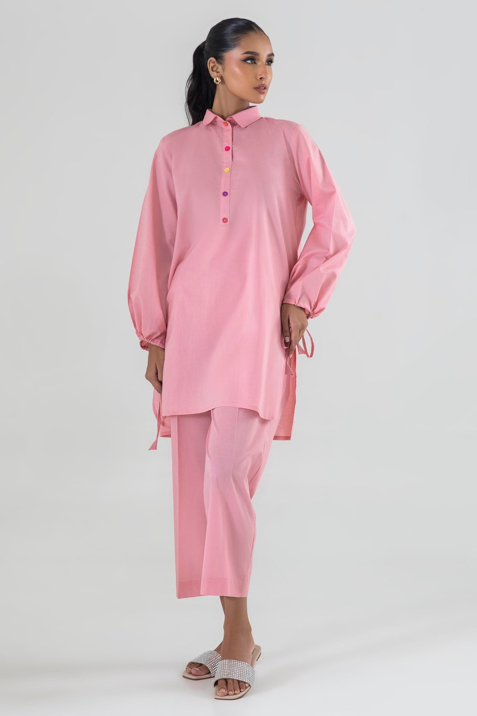 Stitched Pink Printed Shirt + Culotte Main image