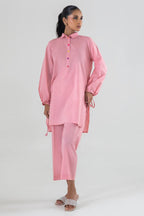Stitched Pink Printed Shirt + Culotte
