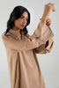 Stitched Light Brown Printed Shirt
