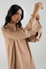 Stitched Light Brown Printed Shirt