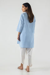 Stitched Sky Blue Printed Shirt