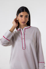 Stitched Light Grey Printed Shirt + Culotte