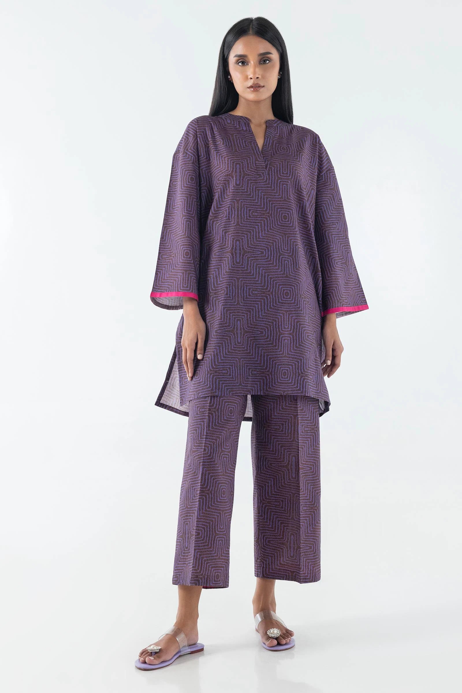 Stitched Violet Printed Shirt + Culotte Main image