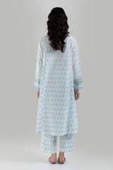 Stitched Sky Blue Embroidered Shirt + Culotte
