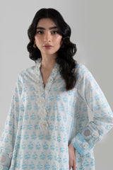 Stitched Sky Blue Embroidered Shirt + Culotte