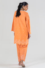 Stitched Orange Embroidered Shirt + Shalwar