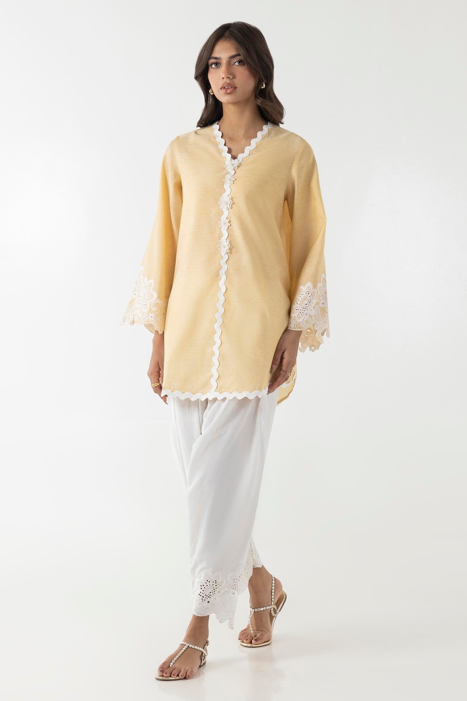 Stitched Yellow Embroidered Shirt Main image