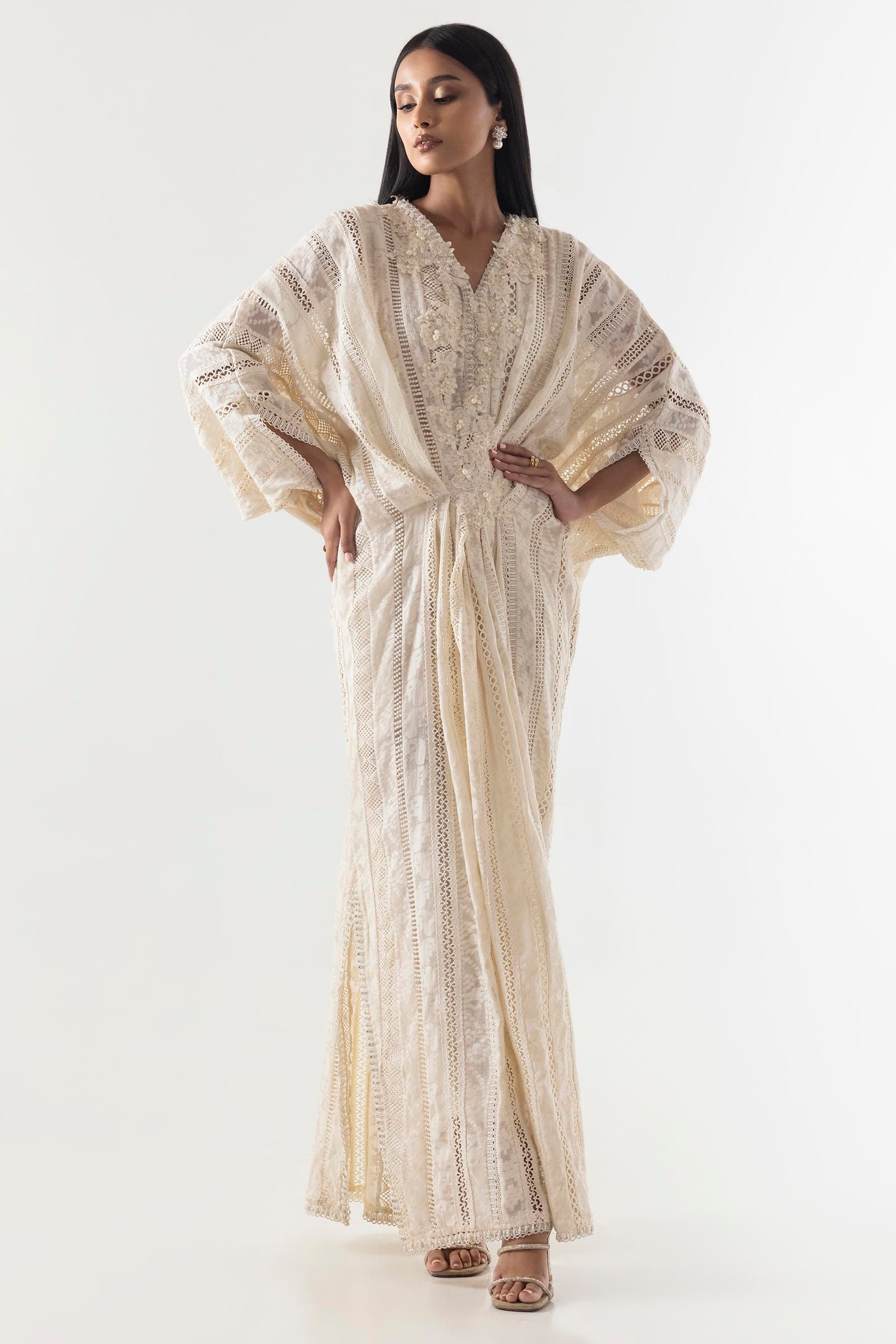 Stitched Embroidered Kaftan + Bottom Main image