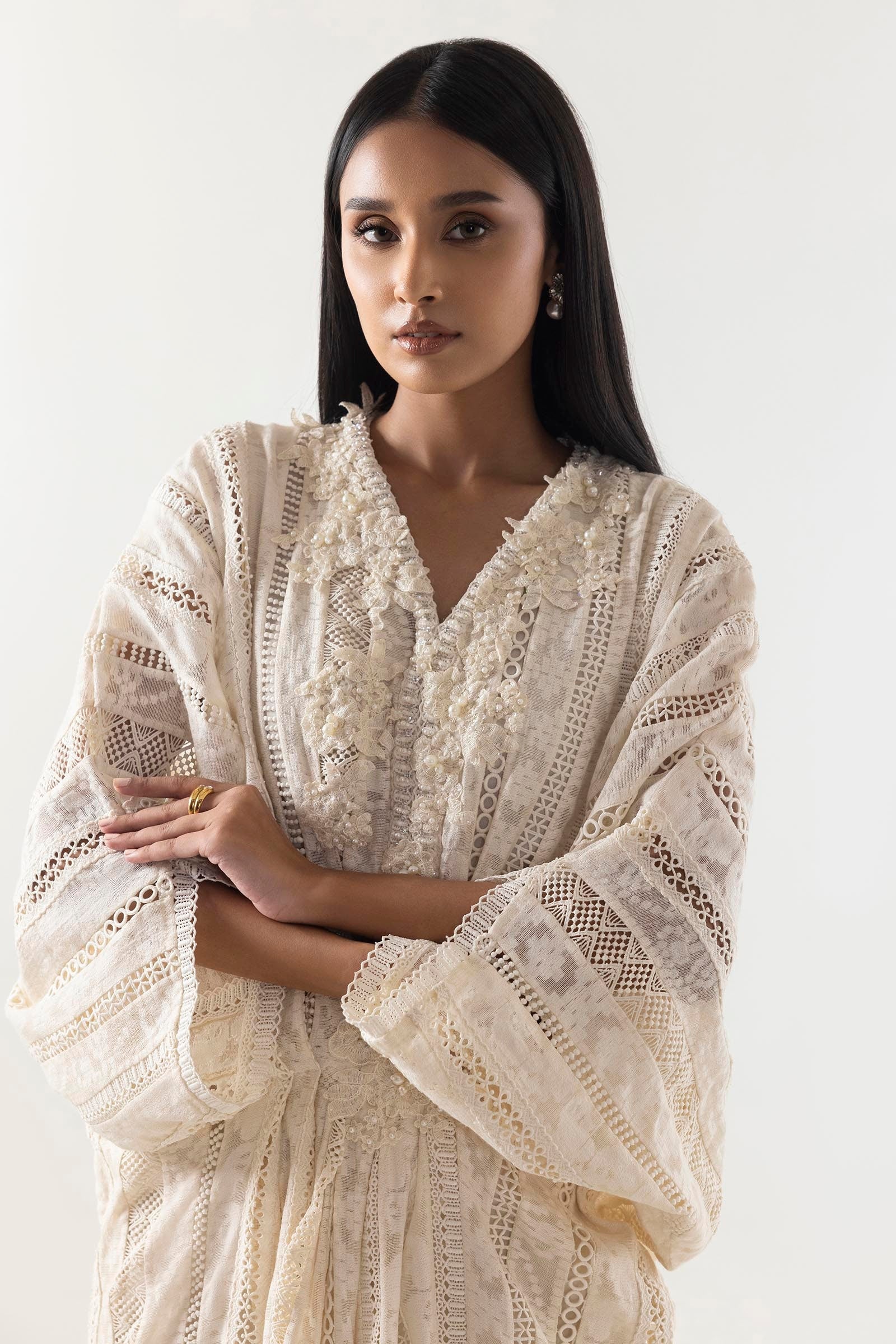Stitched Embroidered Kaftan + Bottom Secondary image