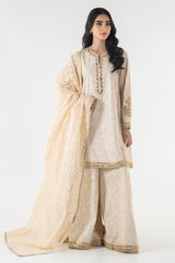 Stitched Beige Embroidered Gharara