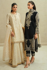 Stitched Beige Embroidered Gharara
