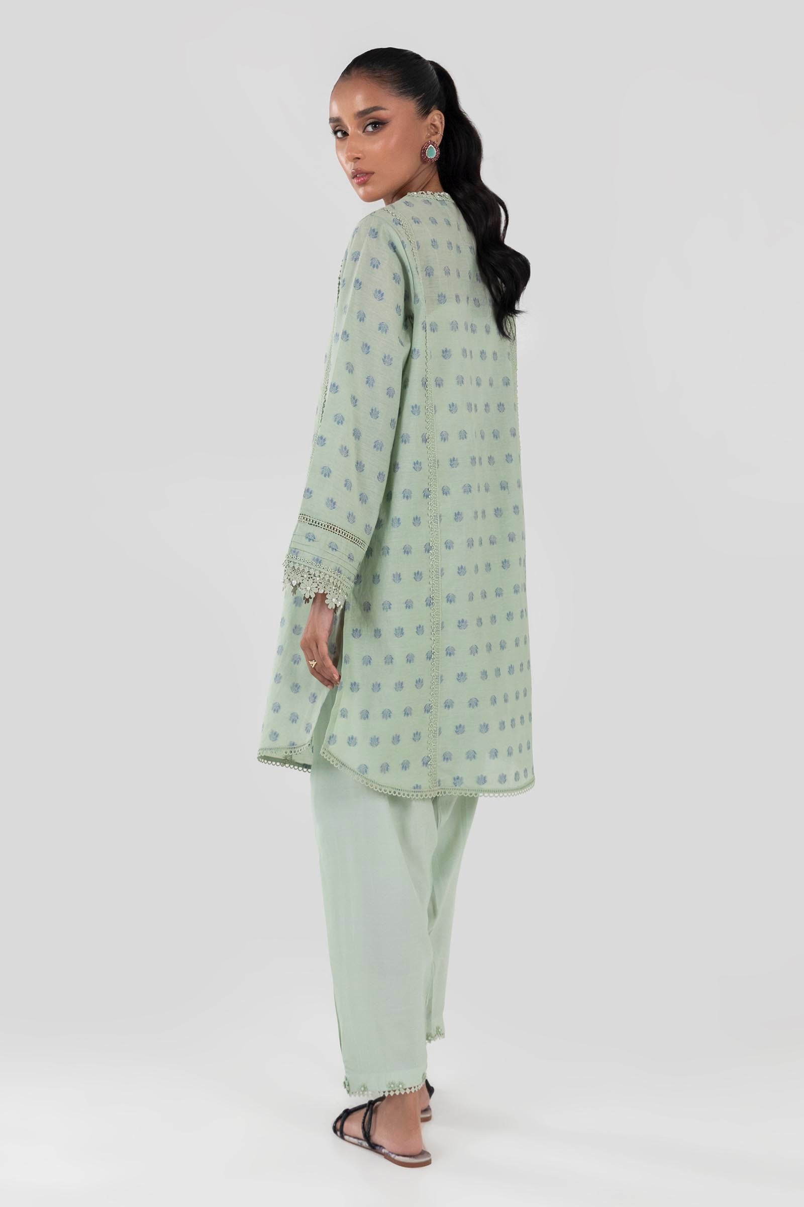 Stitched Green Printed Shirt Secondary image