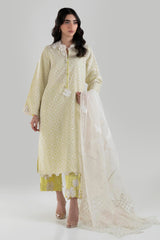 Stitched Light Yellow Embroidered Shirt