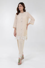 Stitched Basic Beige Printed Shirt