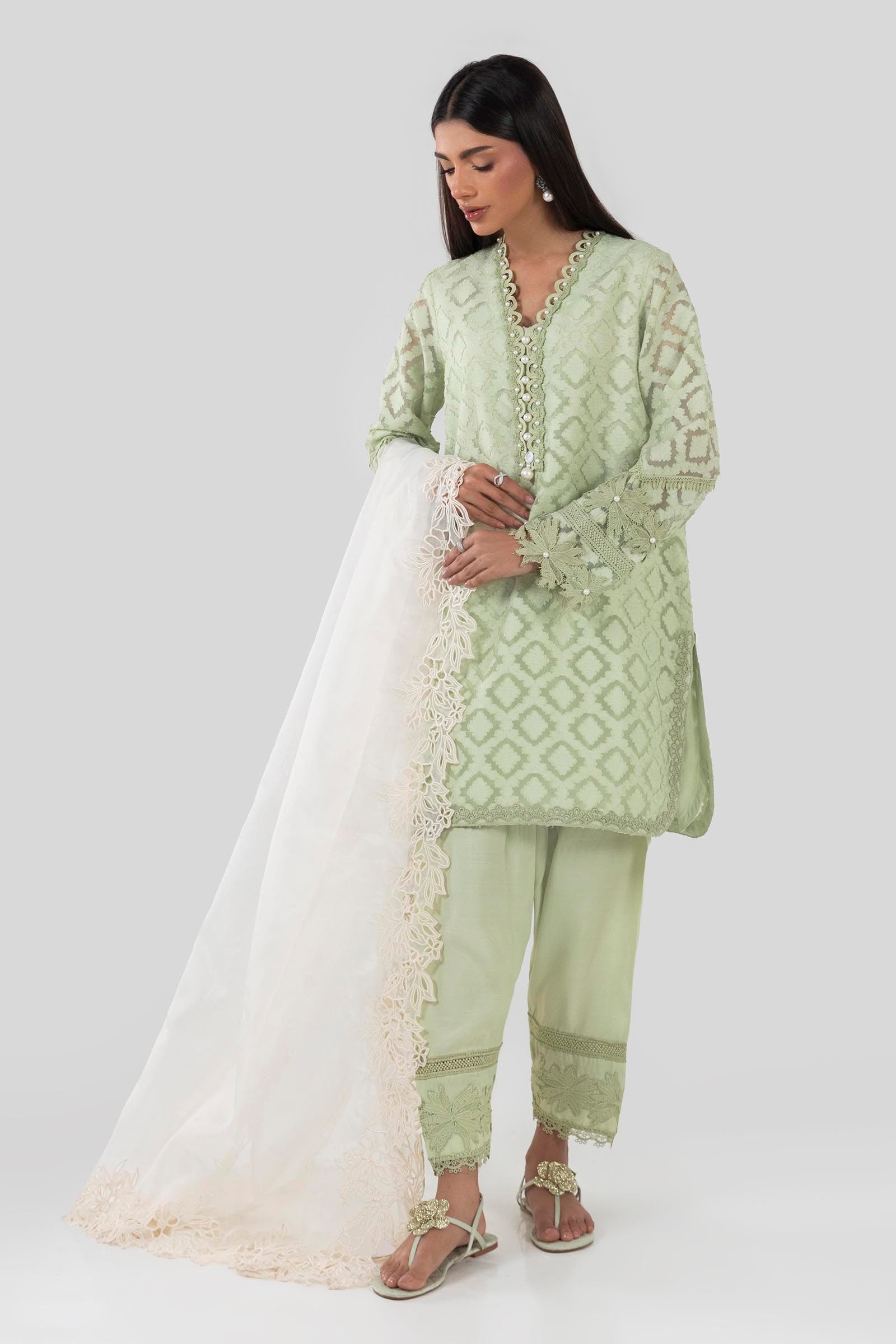 Stitched Green Printed Shirt Main image