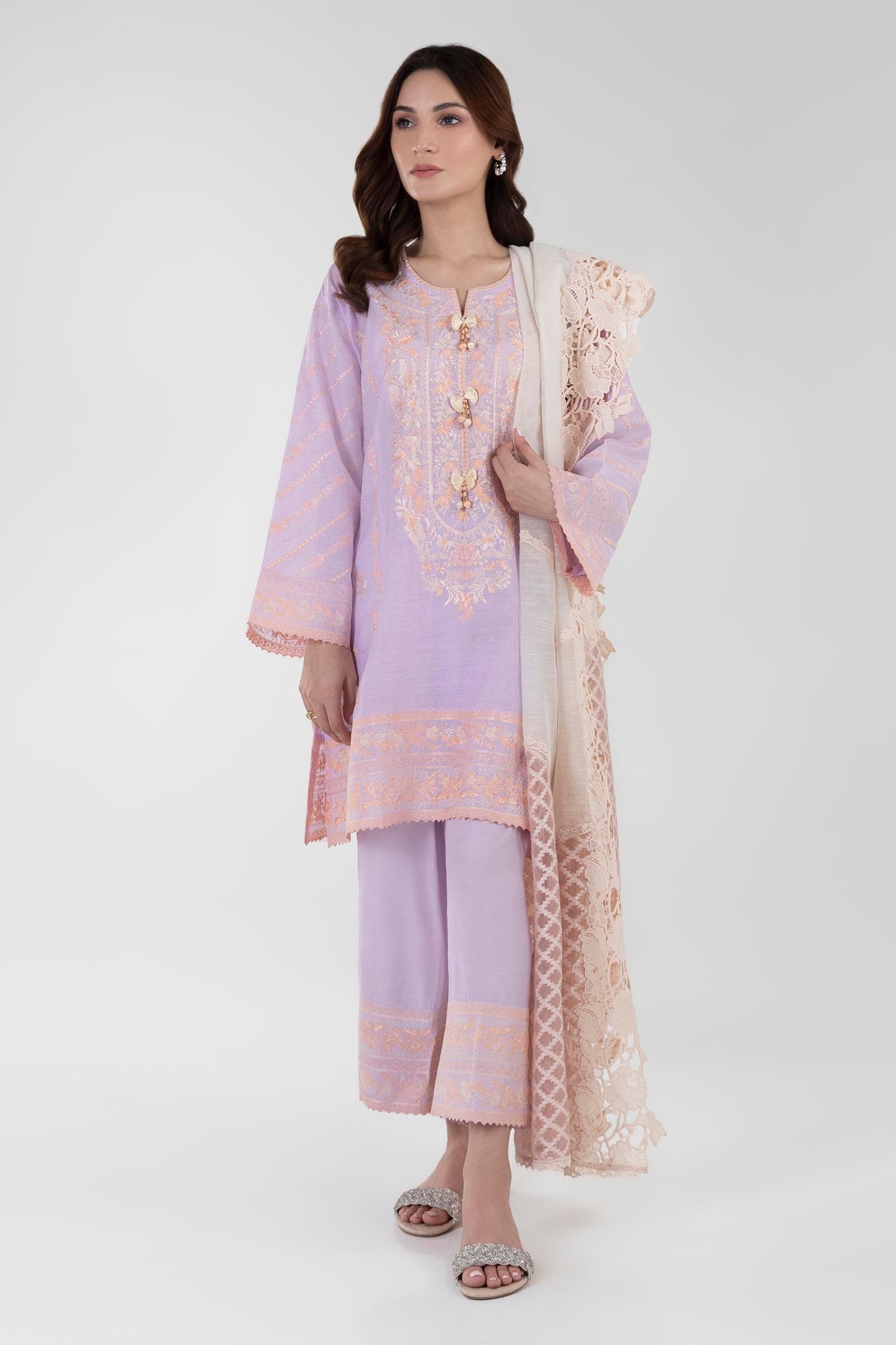 Stitched Boxy Purple Embroidered Shirt Main image