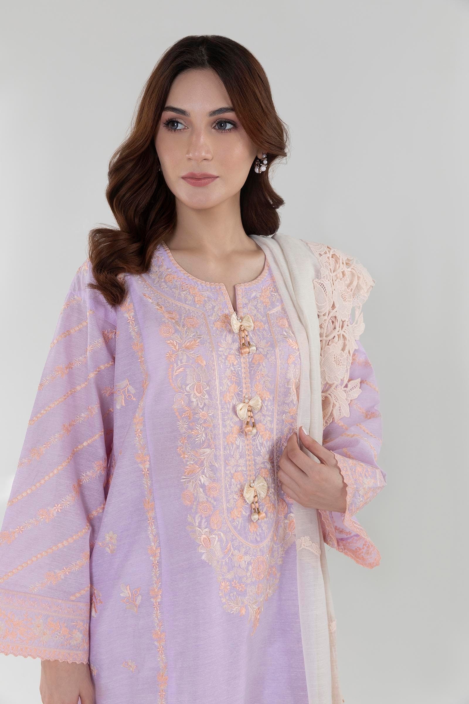 Stitched Boxy Purple Embroidered Shirt Secondary image