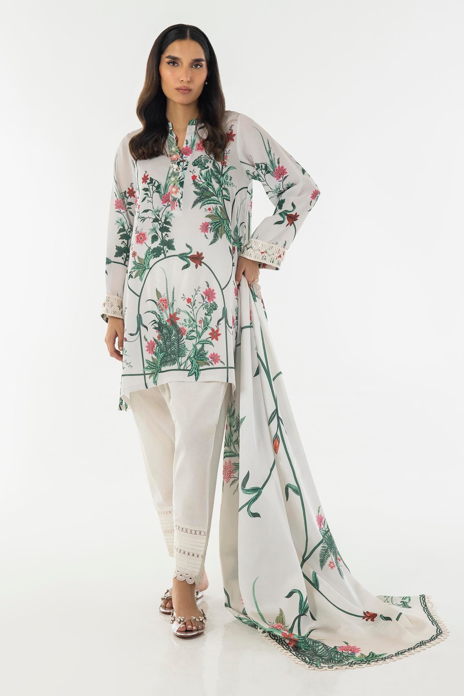 Stitched Embroidered Crepe Shirt Main image