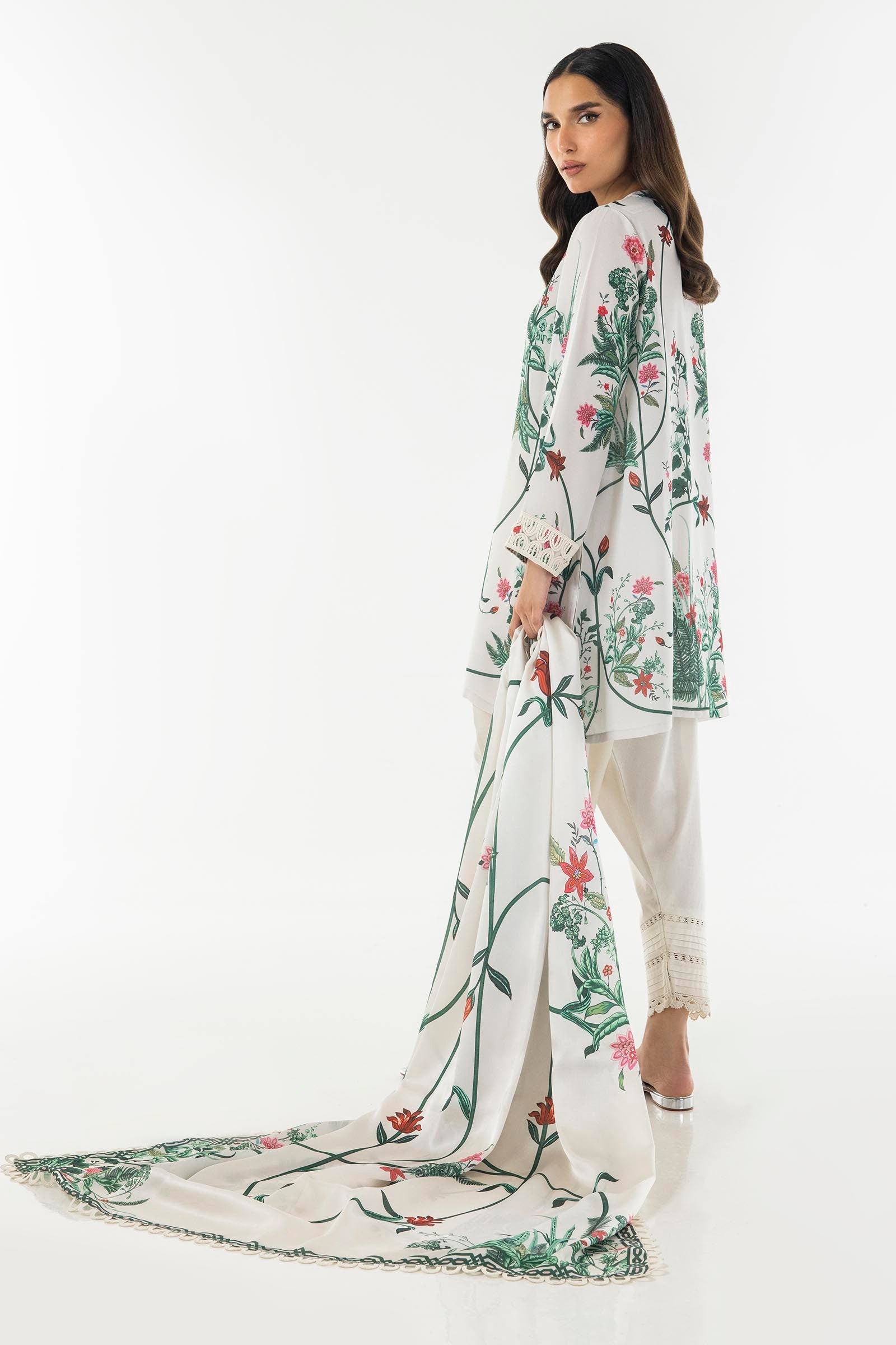 Stitched Embroidered Crepe Shirt Secondary image