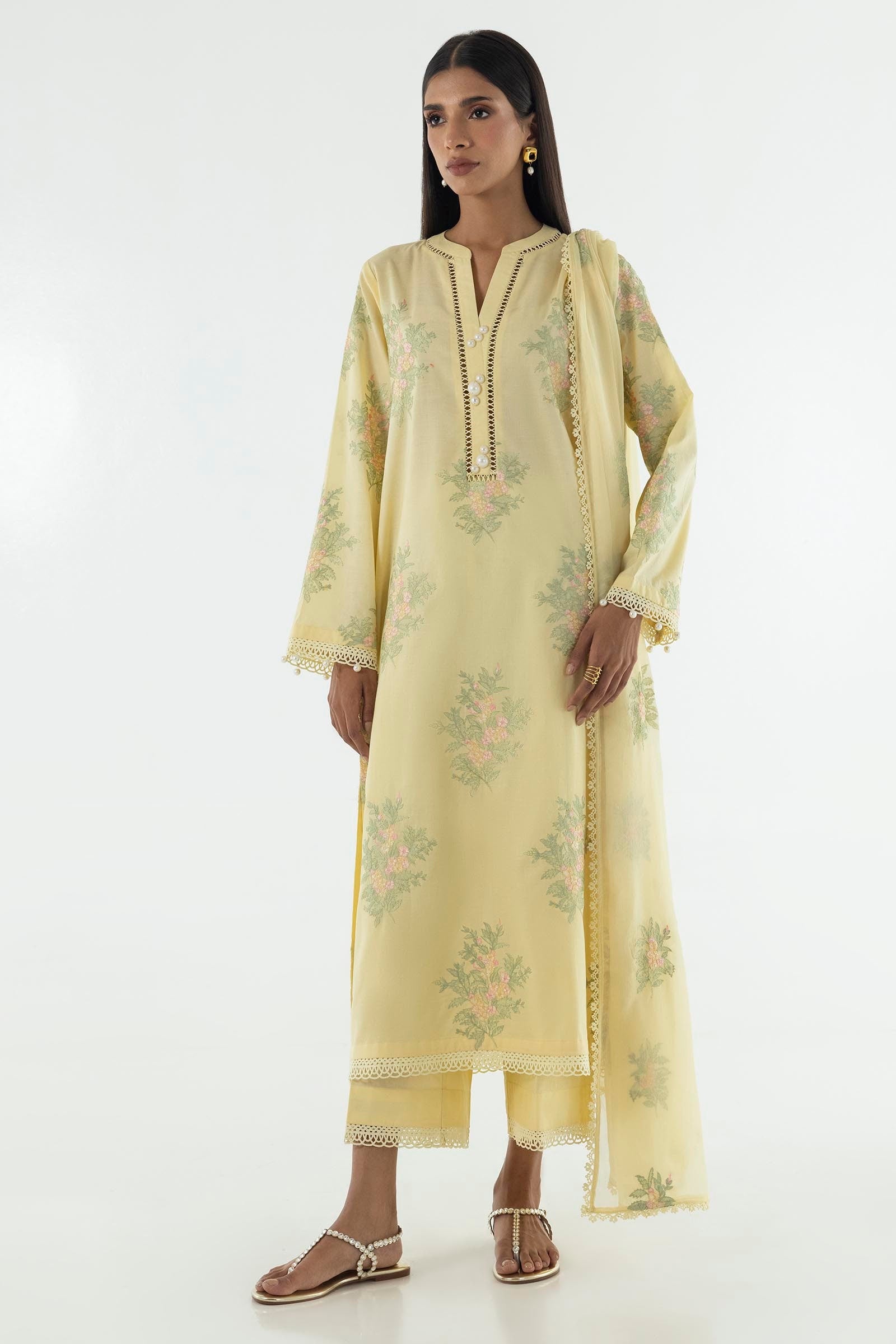 Stitched Lawn Embroidered Shirt + Culotte Main image