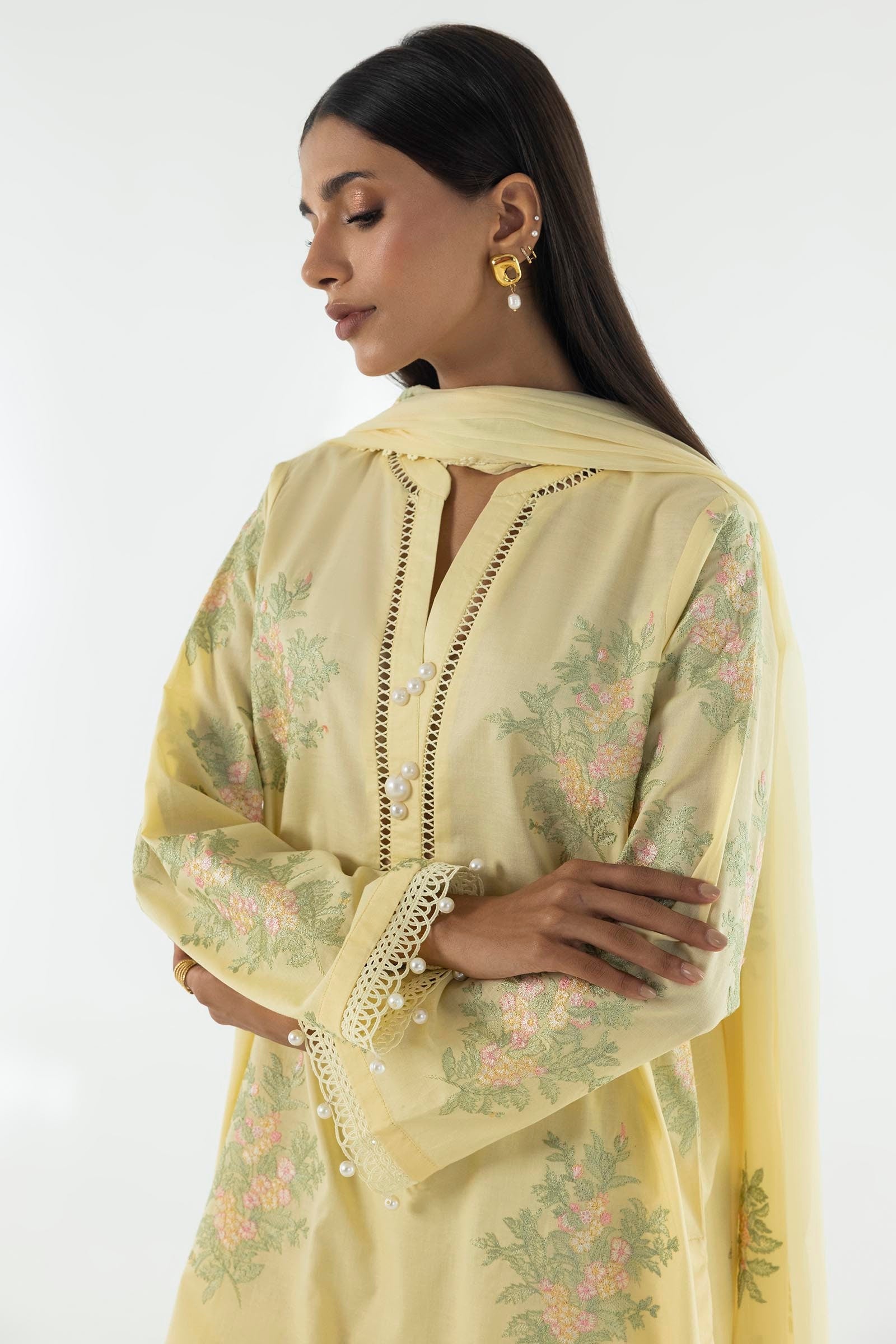 Stitched Lawn Embroidered Shirt + Culotte Secondary image