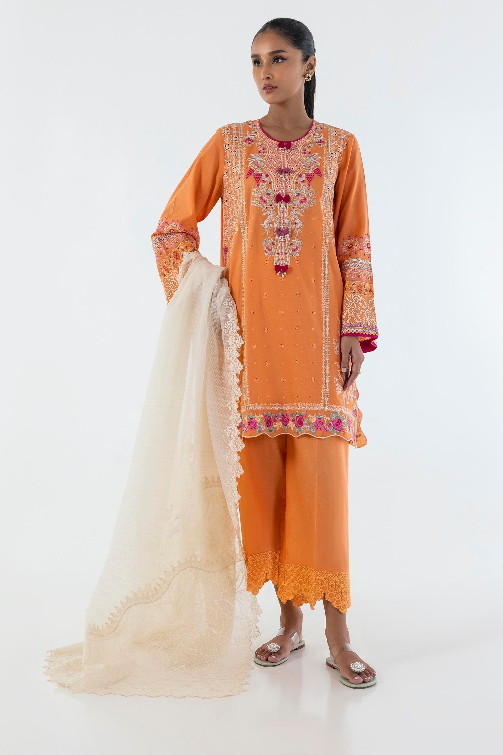 Stitched Orange Embroidered Shirt + Culotte Main image