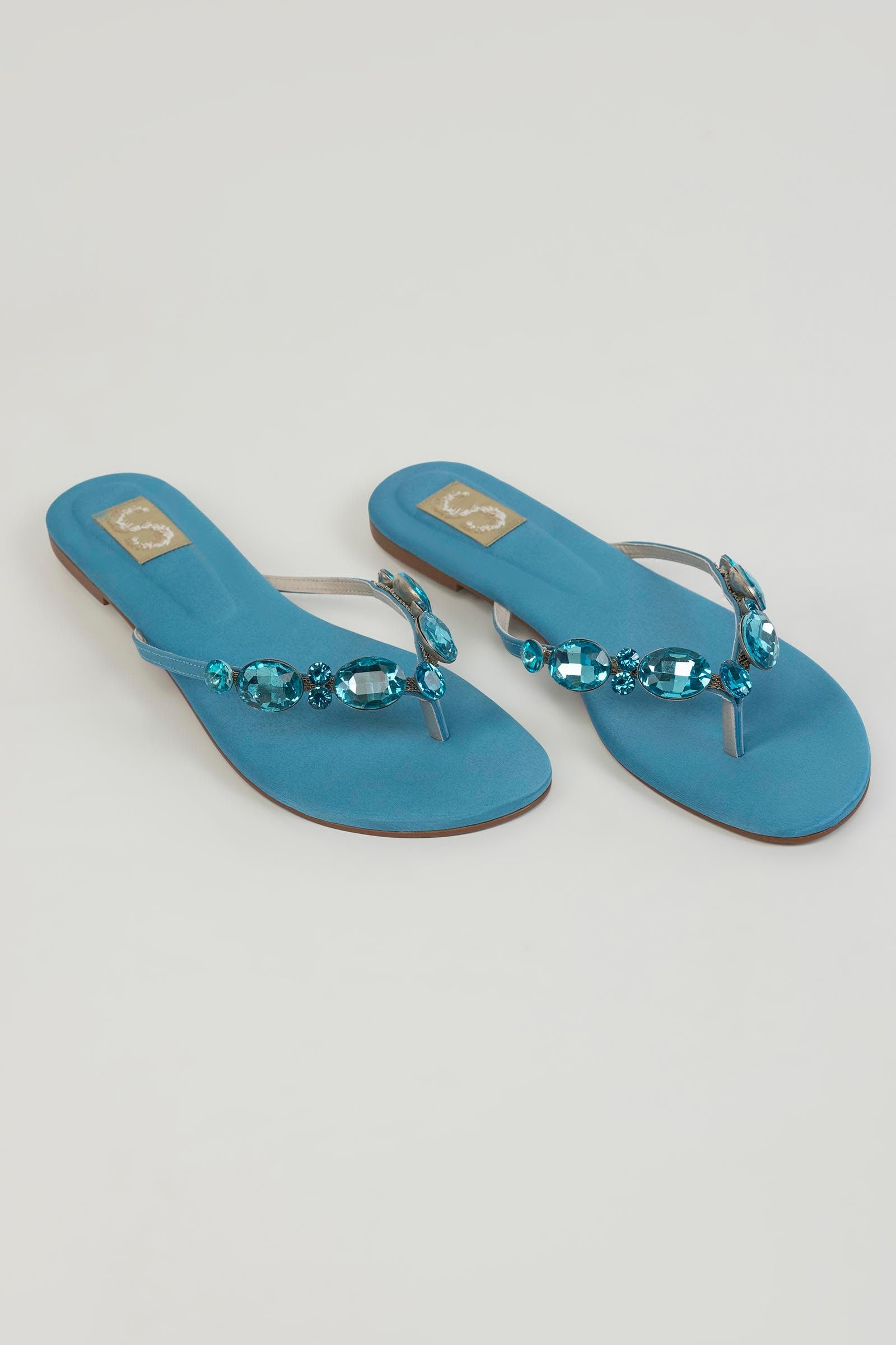 Blue Embellished Flats Main image