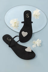 Black Heart Toe Ring Flats