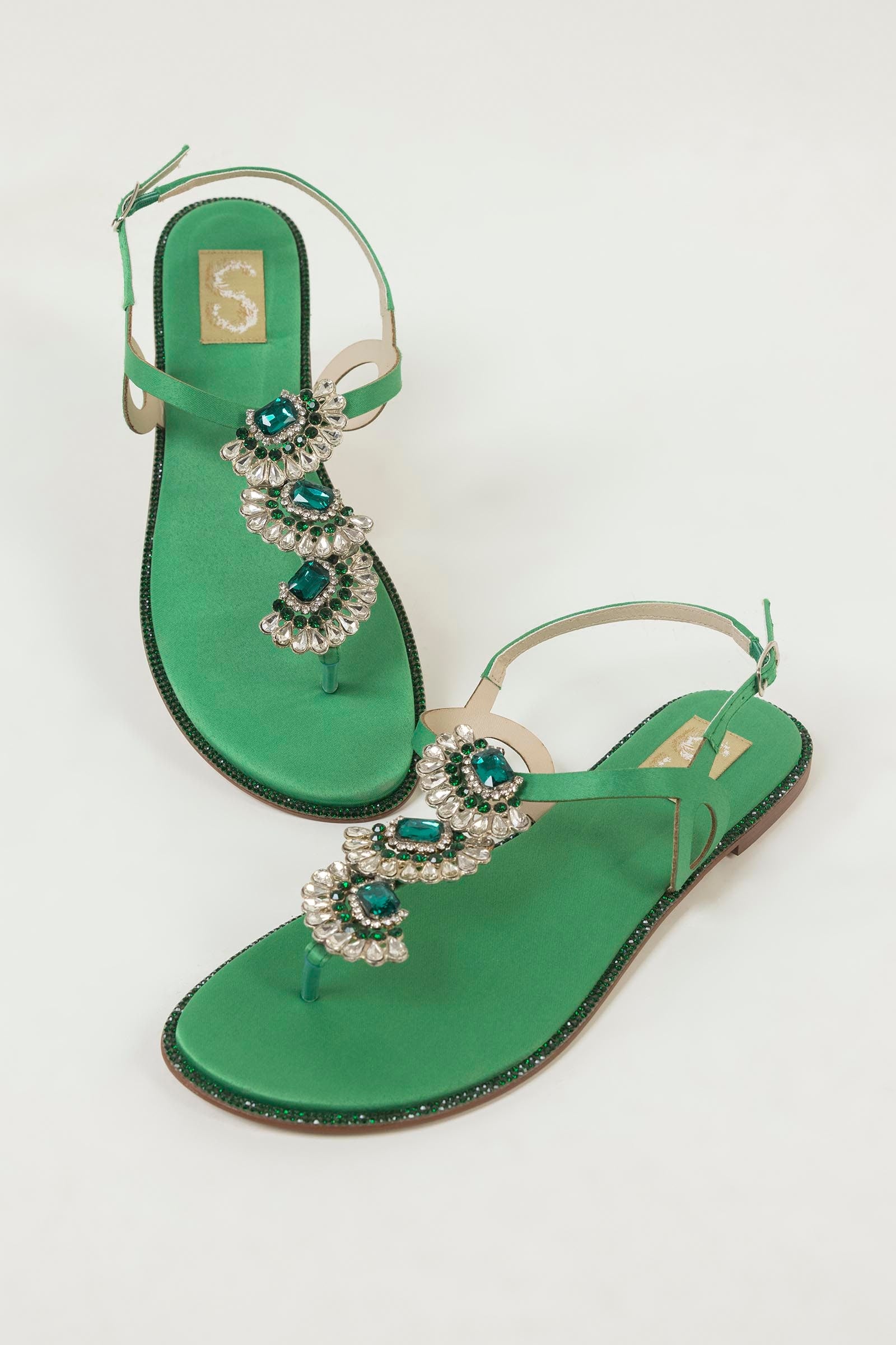 Green Sparkle Slingback Flats Main image