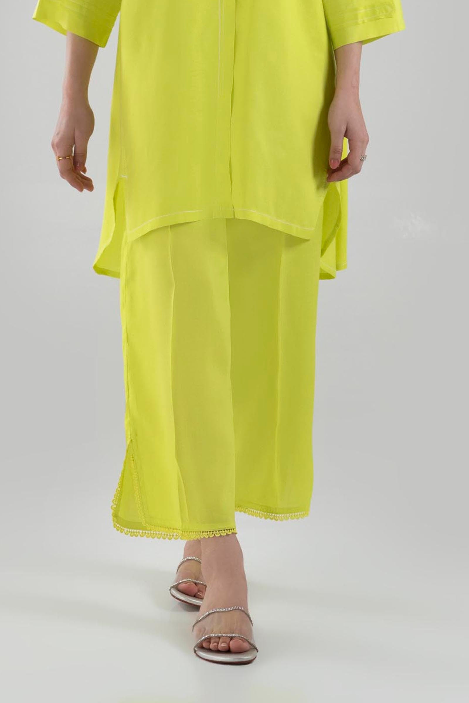 Stitched Neon Green Culotte Main image