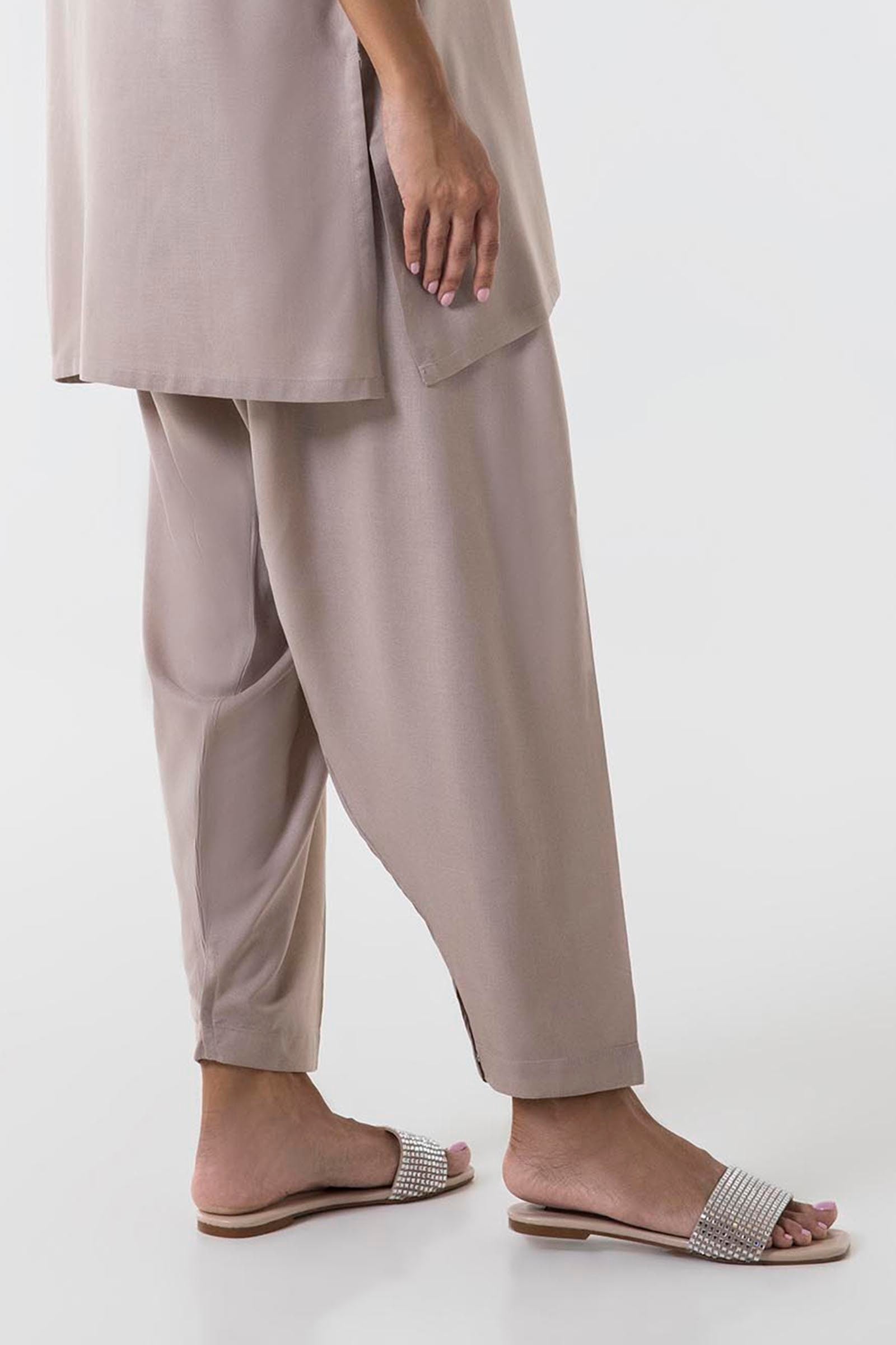 Stitched Beige Shalwar Secondary image