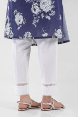 Stitched White Straight Pant