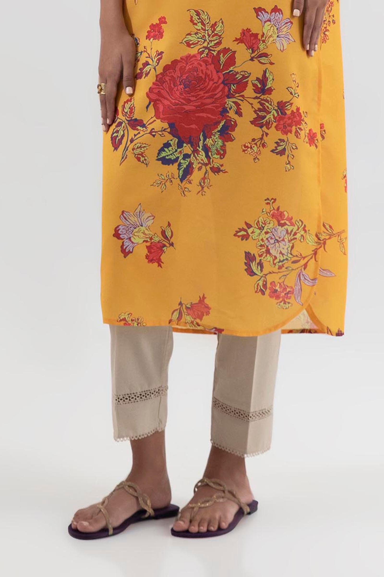 Stitched Beige Straight Pant Main image