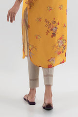 Stitched Beige Straight Pant