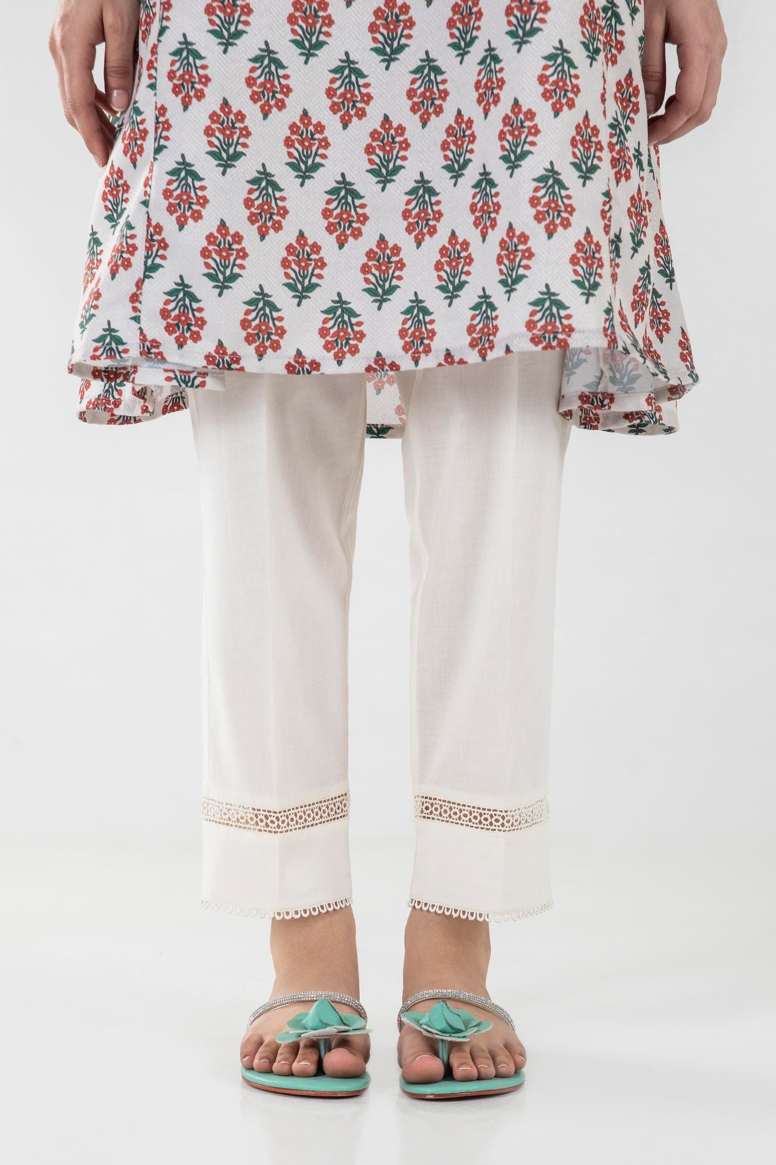 Stitched White Straight Pant Main image