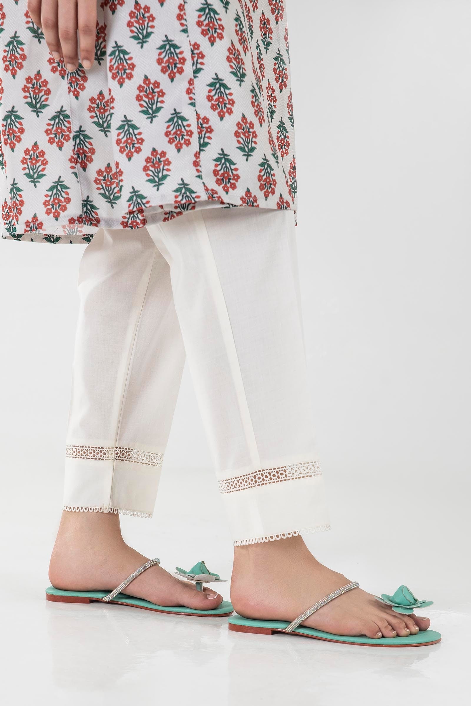 Stitched White Straight Pant Secondary image