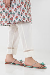 Stitched White Straight Pant