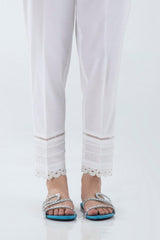 Stitched White Straight Trouser