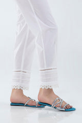 Stitched White Straight Trouser
