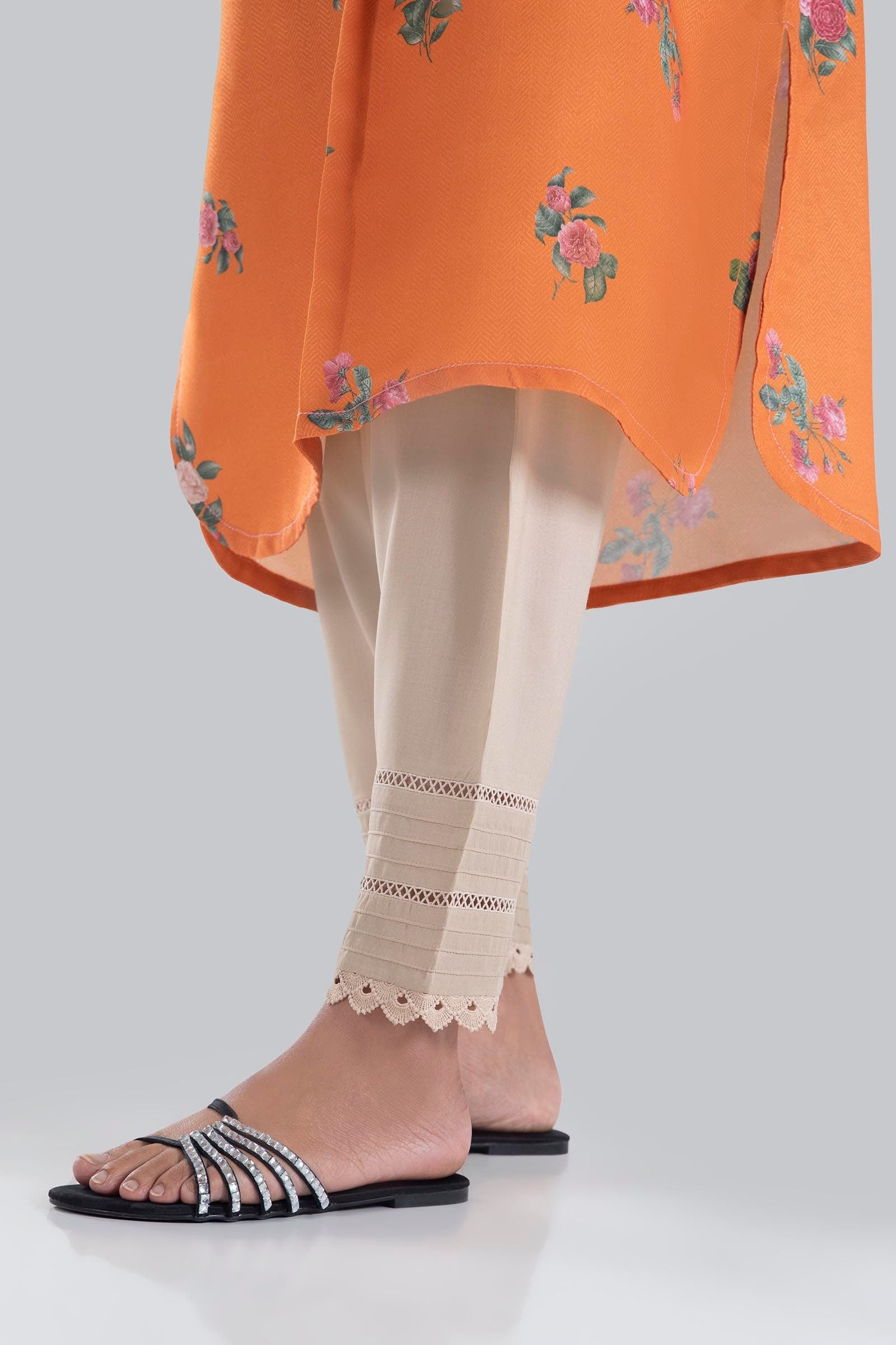 Stitched Beige Printed Shalwar Secondary image