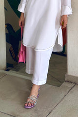 Stitched White Culotte