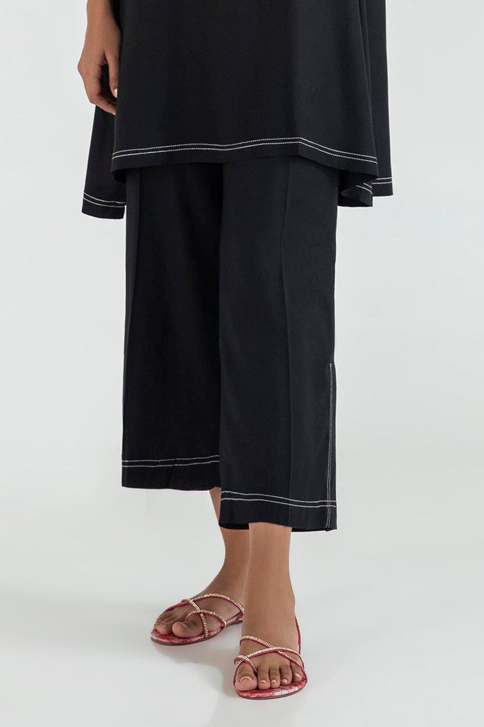 Stitched Black Culotte Main image