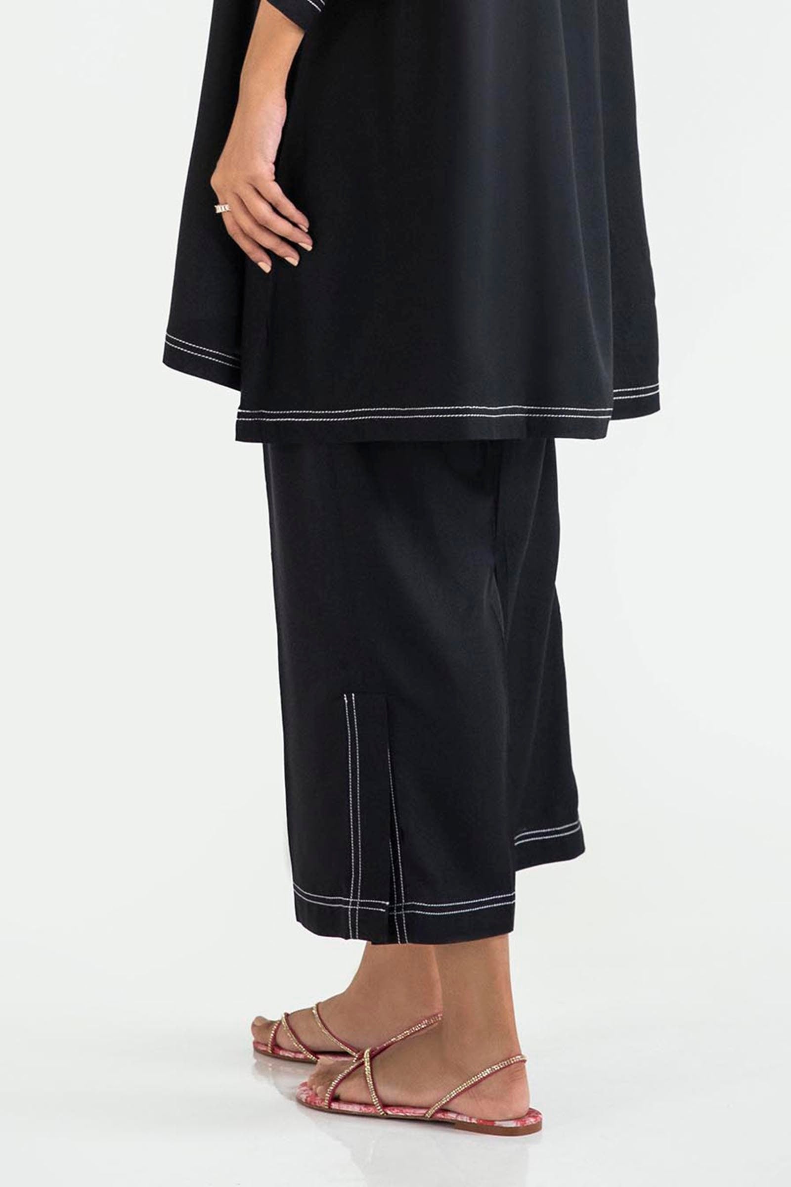 Stitched Black Culotte Secondary image