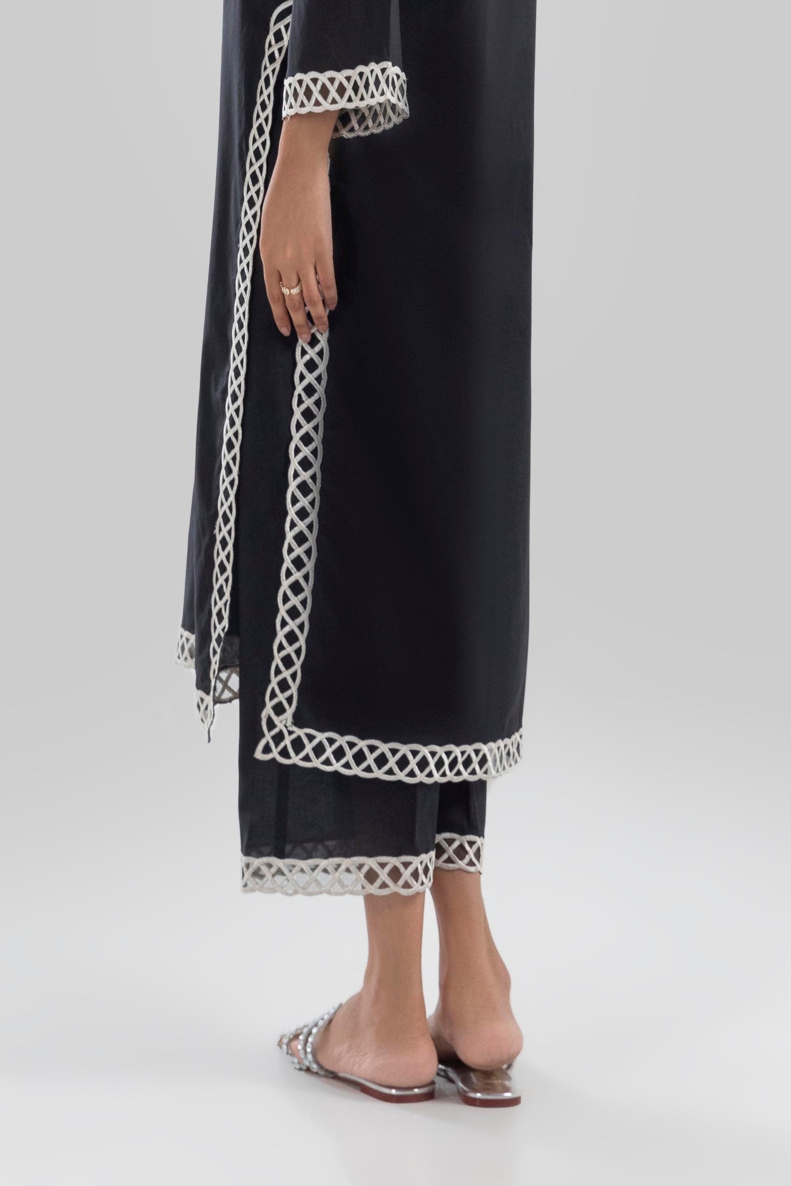 Stitched Black Culotte Secondary image