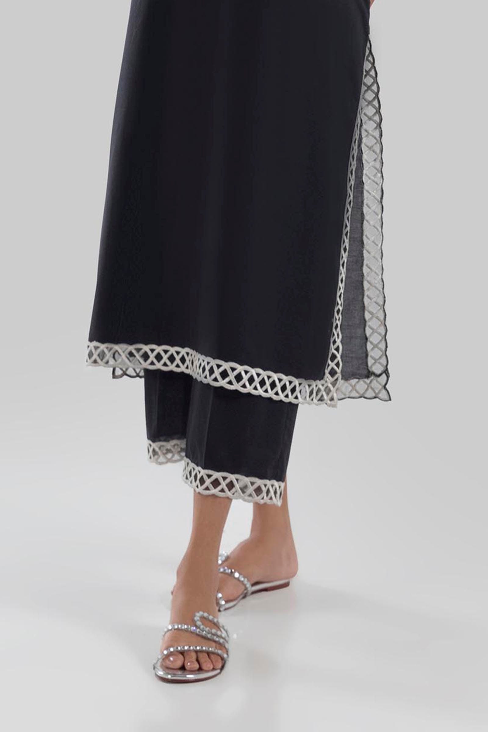 Stitched Black Culotte Main image