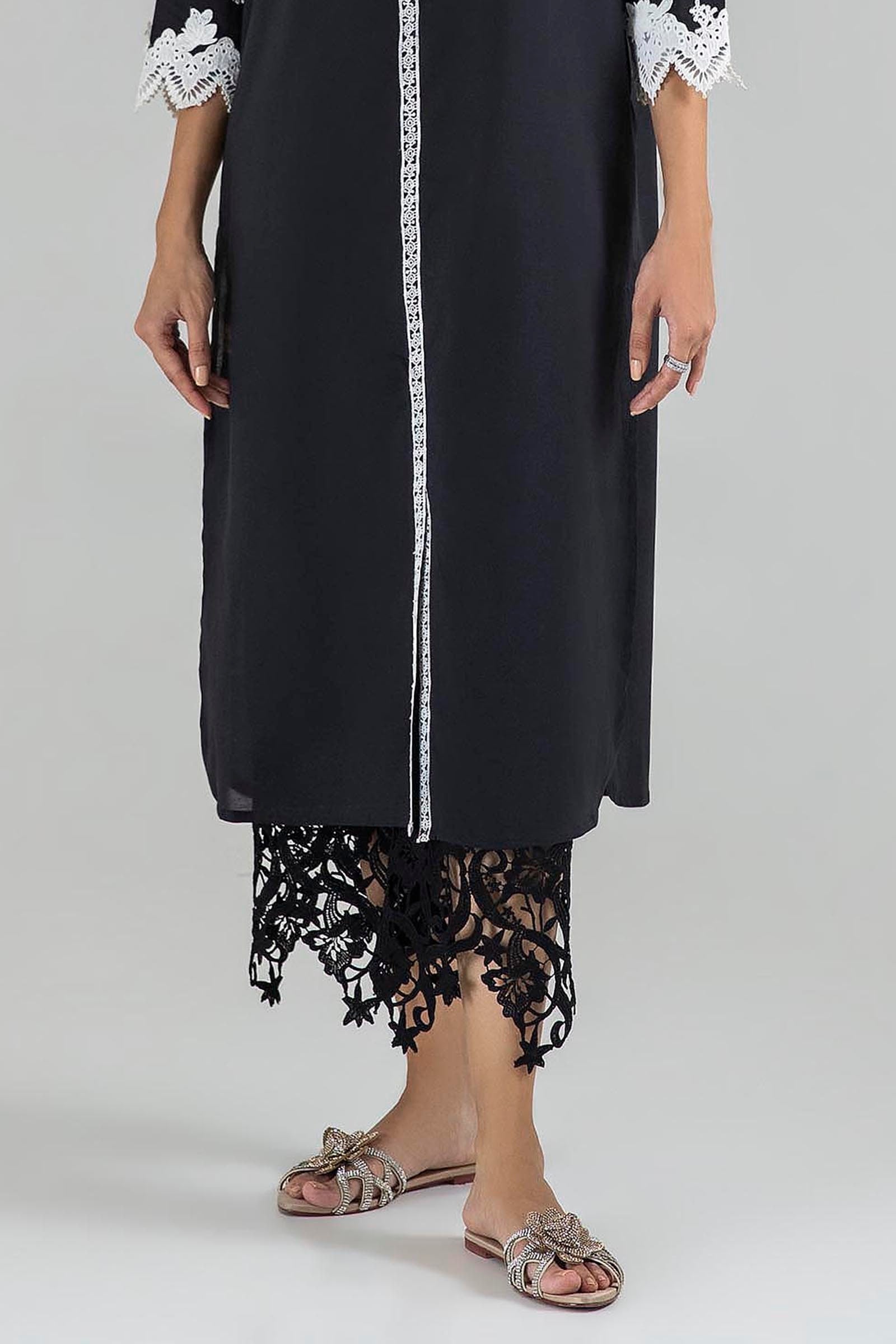 Stitched Black Culotte