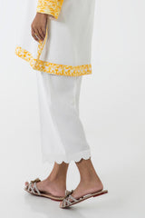 Stitched White Embroidered Culotte